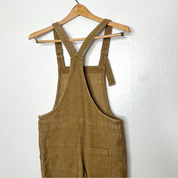 Aerie Werk & Play Twill Corduroy Overalls Slouchy Fit Neutral Tan Brown XS - Picture 6 of 7